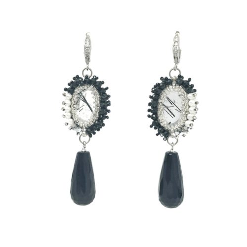 Black Rutile Quartz Earrings